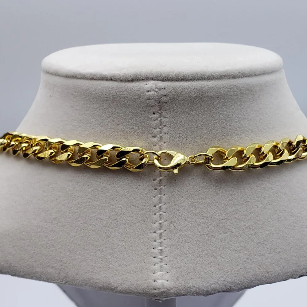 Stainless Steel Gold-Plated Necklace with Authentic Louis Vuitton Padlock